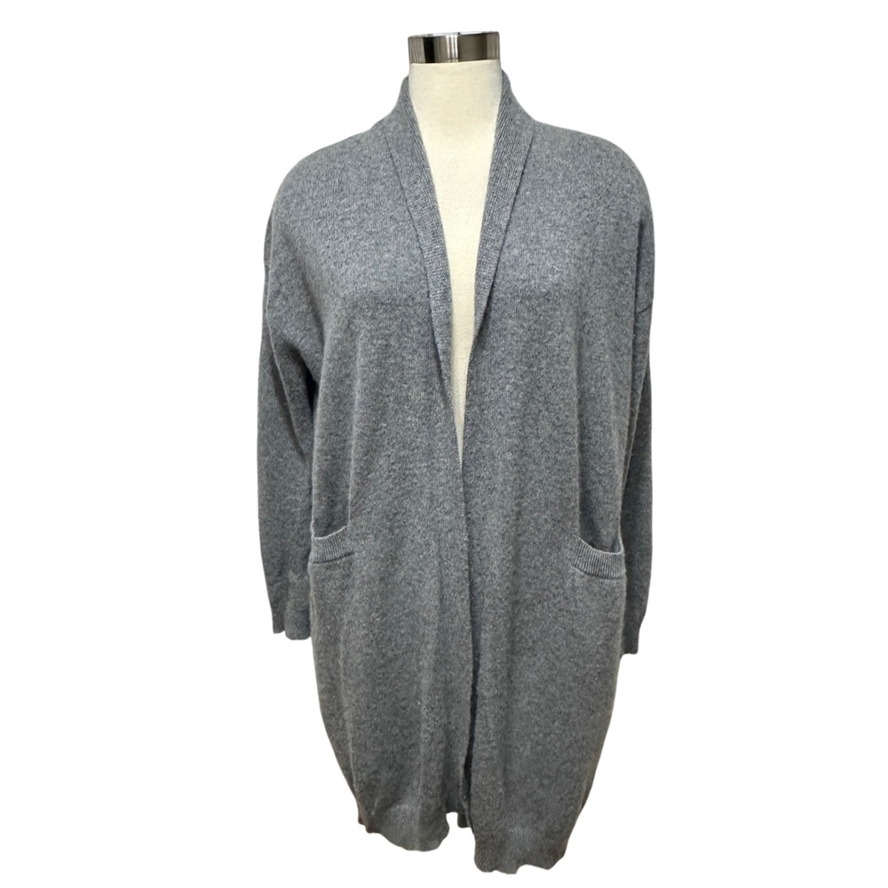 Athleta Spirit Wrap Open Front Cardigan Sweater Womens M/L Gray Wool Cashmere